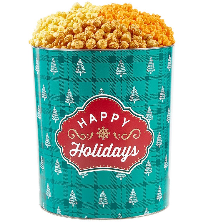 Cozy Holiday 6 1/2 Gallon 3 Flavor Popcorn Tin